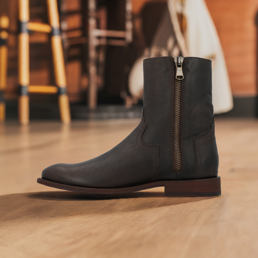 Handcrafted Zip Boots | West Coast Roper | American Bison display picture 1