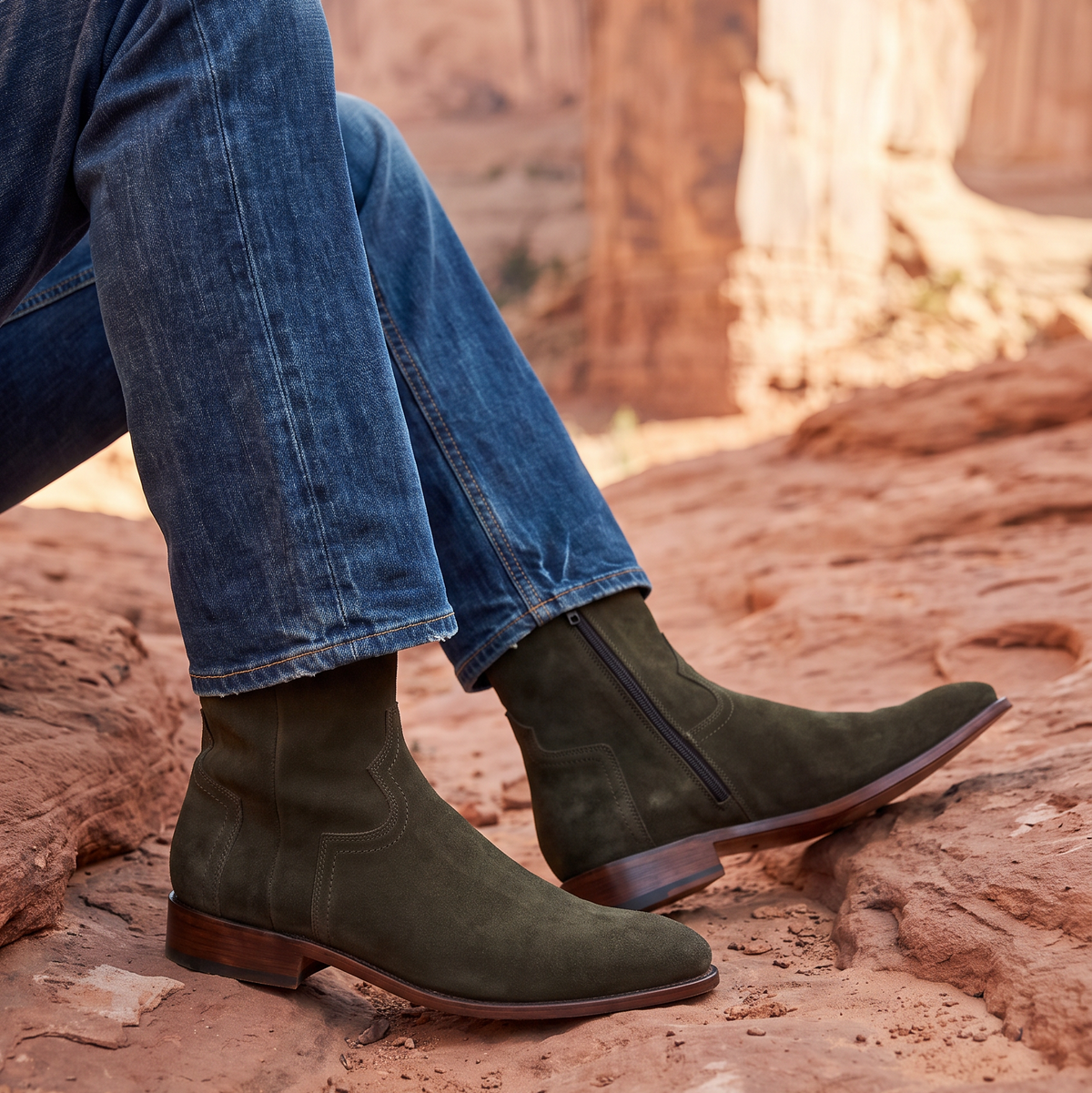 The Heritage Boot - Italian Olive Suede