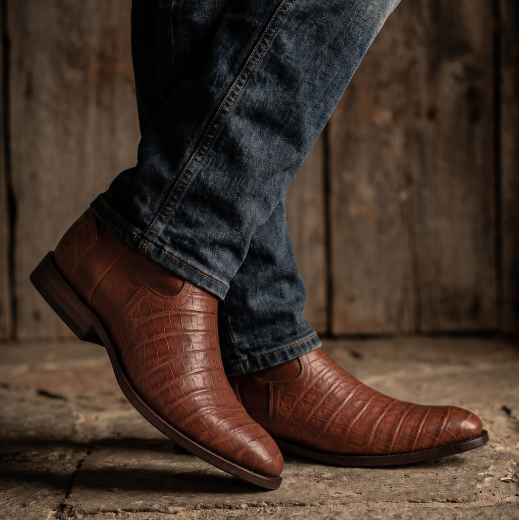 The Heritage Boot - Pecan Caiman Belly